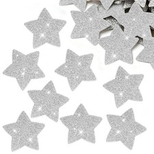 Sunkoo Silver Glitter Foam Star Stickers, 0.98 Inch, 120 Pcs