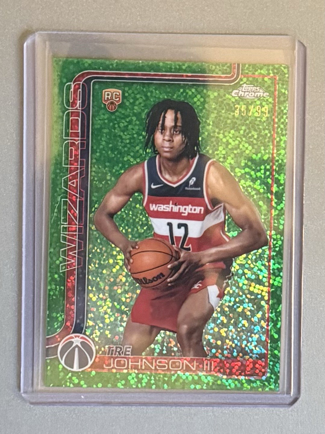 Tre Johnson III 2025 Topps Chrome Green Speckle Refractor /99 RC Image Variation