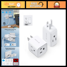 Multi Plug Wall Outlet Extender 2 Pack - ETL Listed 3 Way Splitter Adapter, Comp