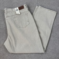 LL Bean Double L Natural Fit Jeans Mens 44x30 Khaki Tan Cotton Denim Made in USA