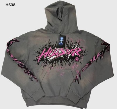 Men s Hellstar Hoodie Size X-Large Grey/ Pink, Brand New With Tags And Bag  