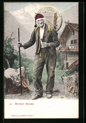 Berner Senne in Tracht, Ansichtskarte 