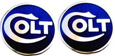 Factory Colt Medallions/Colt Cloisonné (Set of 2) in Blue and Silver