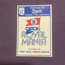 POCKET SCHEDULE MLB 1978 KANSAS CITY ROYALS  CONOCO MOTOR OIL