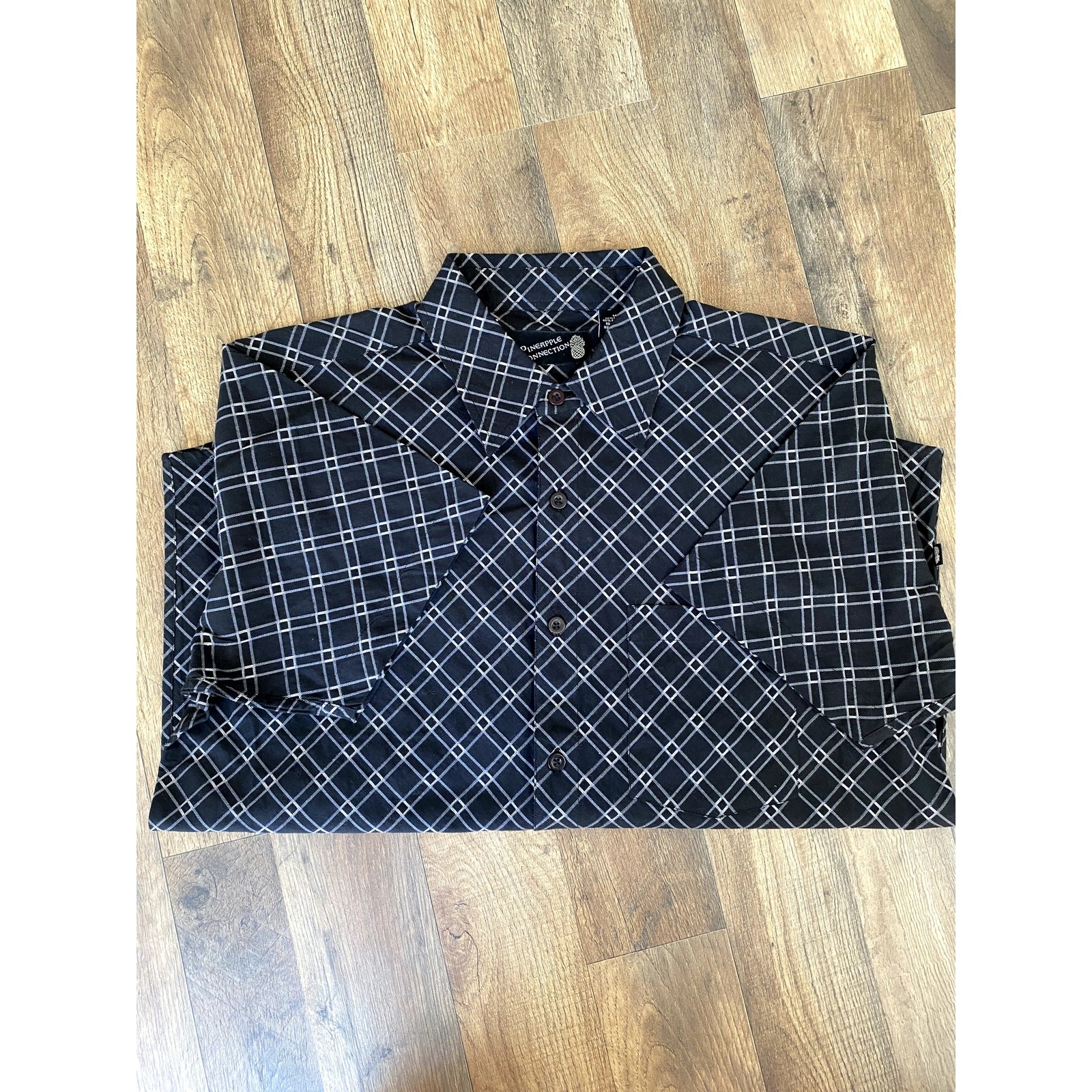 Pineapple Connection Black Patterned Button Up Ca… - image 3