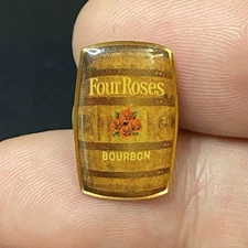 VTG Four Roses Bourbon Whiskey Barrel Hat Lapel Pin Souvenir