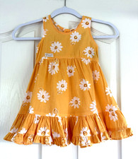 Vintage 90's BABY GUESS Dress 3Y Cotton Daisy Print Orange