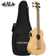 KALA U-Bass Ukulele Bass, Solid Bamboo, All-Solid Bamboo Body, UBASS-BMB-FS Cas
