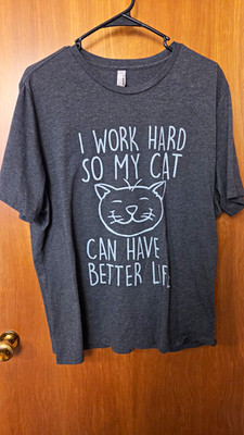 Thread Tank  2XL Gray Crew Neck Cat Graphic Tee Short Sleeve Made in USA