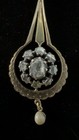 Vintage 14K Gold Rose Cut Diamond Pendant Necklace Pearl Drop 18” — photo 3