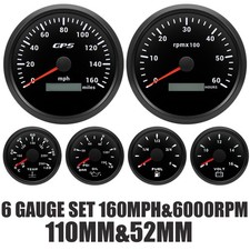 6 Gauge Set 110mm GPS Speedometer 160MPH Tachometer 6000RPM Gauge Set for Boat
