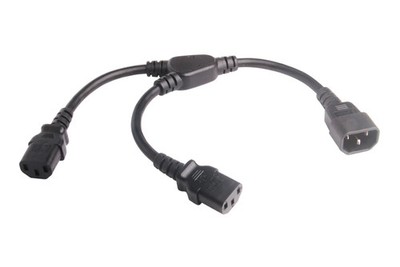 C14 auf 2 x C13 Kaltgeräte Netz Strom Y Splitter Kabel Wasserkocher Leitung PC Monitor 1m