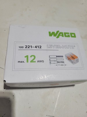 Wago 221-412 LEVER-NUTS 2 Conductor Compact Connectors 100 PK