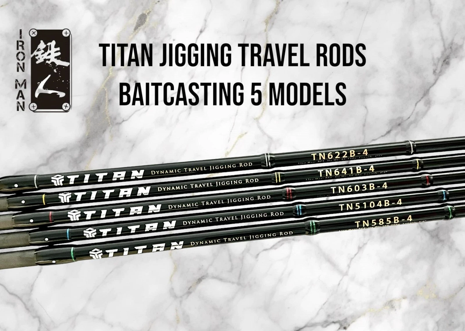Iron Man Baitcast Rod Titanium Jigging TN622B-4 Piece Travel Rod (2044)