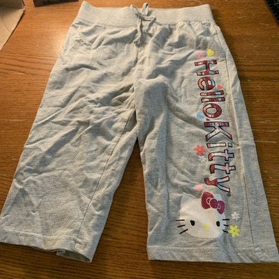 Girls' Hello Kitty Cotton Shorts Gray Medium 7/8  Spell Out Hello Kitty T4
