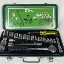 VTG S.A.E. 21 Pc Ratchet Socket Set Taiwan Some Replacements Wright 3/8” Ratchet