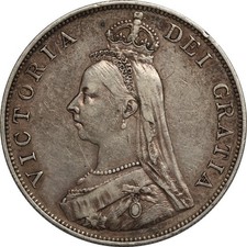 Great Britain 1887 Silver double florin Queen Victoria in archival holder