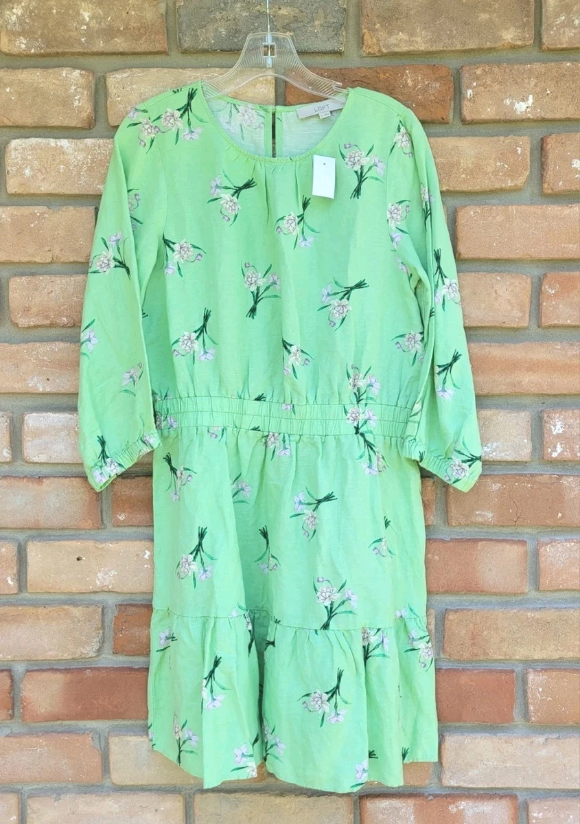 loft green linen dress Rent The Selia Green Linen Dress By Reformation main image 1