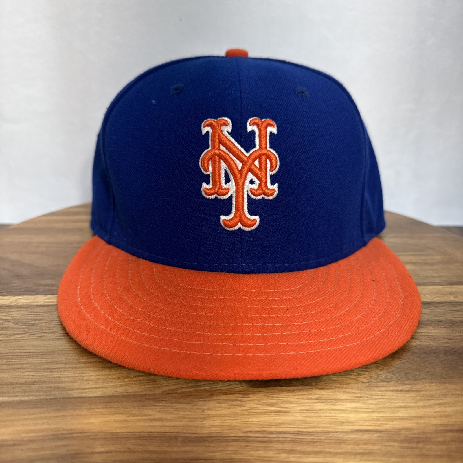 New York Mets NY Baseball Cap New Era Hat 7 3/8 MLB Player 59 Fifty Blue Orange