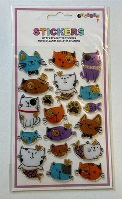 Kitty Cat Puffy Glitter Sticker Sheet