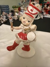 Vintage 1950S Napco Ceramic Drummer Girl Marching Band Figurine
