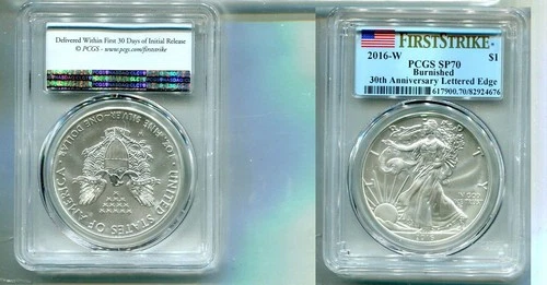 2016 W AMERICAN SILVER EAGLE 1 OUNCE .999 FINE BURNISHED COIN PCGS SP70 7389T