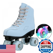 XUDREZ Women's SkyBlue Frosted Roller Skates - Classic Double-Row High-Top