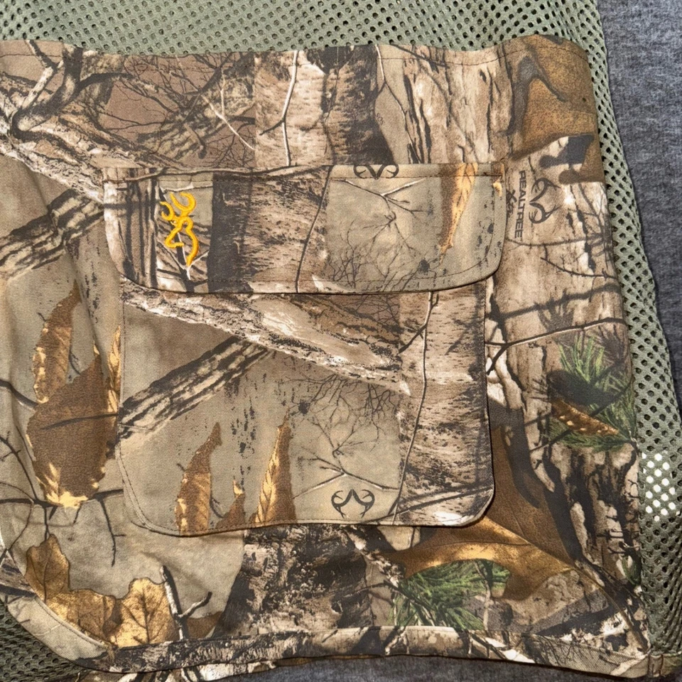 Browning Mens 3XL Camo Mesh Hunting Fishing Vest Pockets Zipper Forest - Image 3 of 4