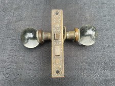 Juego De Colección Perilla De Puerta De Vidrio Latón Eastlake Mortaja Rosetas Juego De Cerraduras Restaurar