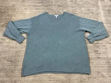 Ella Moss Sweater Womens Large Blue Long Sleeve Polyester Blend Casual