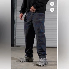 Youngla Pants Mens Size M Blue Camo Mesh Lined Windbreaker Track Athlesure