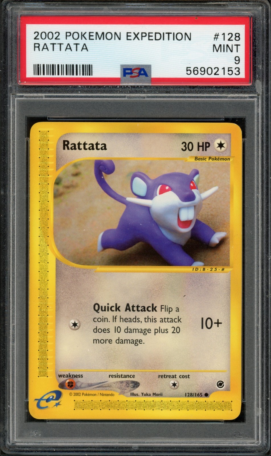 Pokemon PSA 9 Mint Expedition Common Rattata 128/165