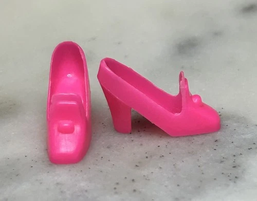 Vintage MOD *Barbie* Francie Shoes: Hot Pink Pilgrims, Chunky High Heels