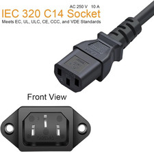 10 Pack AC 250V 10A IEC 320 C14 Panel Mount Plug Adapter Power Connector Sock...