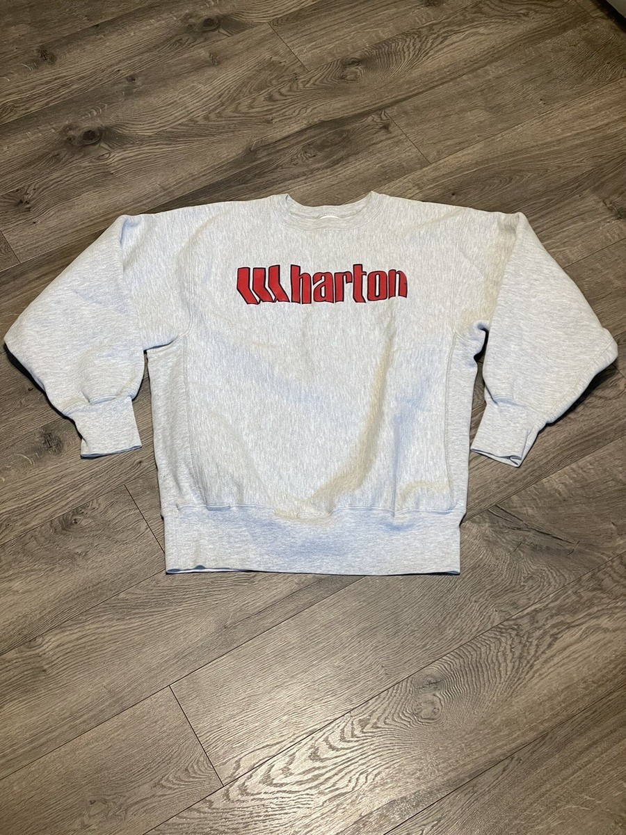Vtg Reverse Weave Champion Sweatshirt 1990s Crewneck Wharton Gray