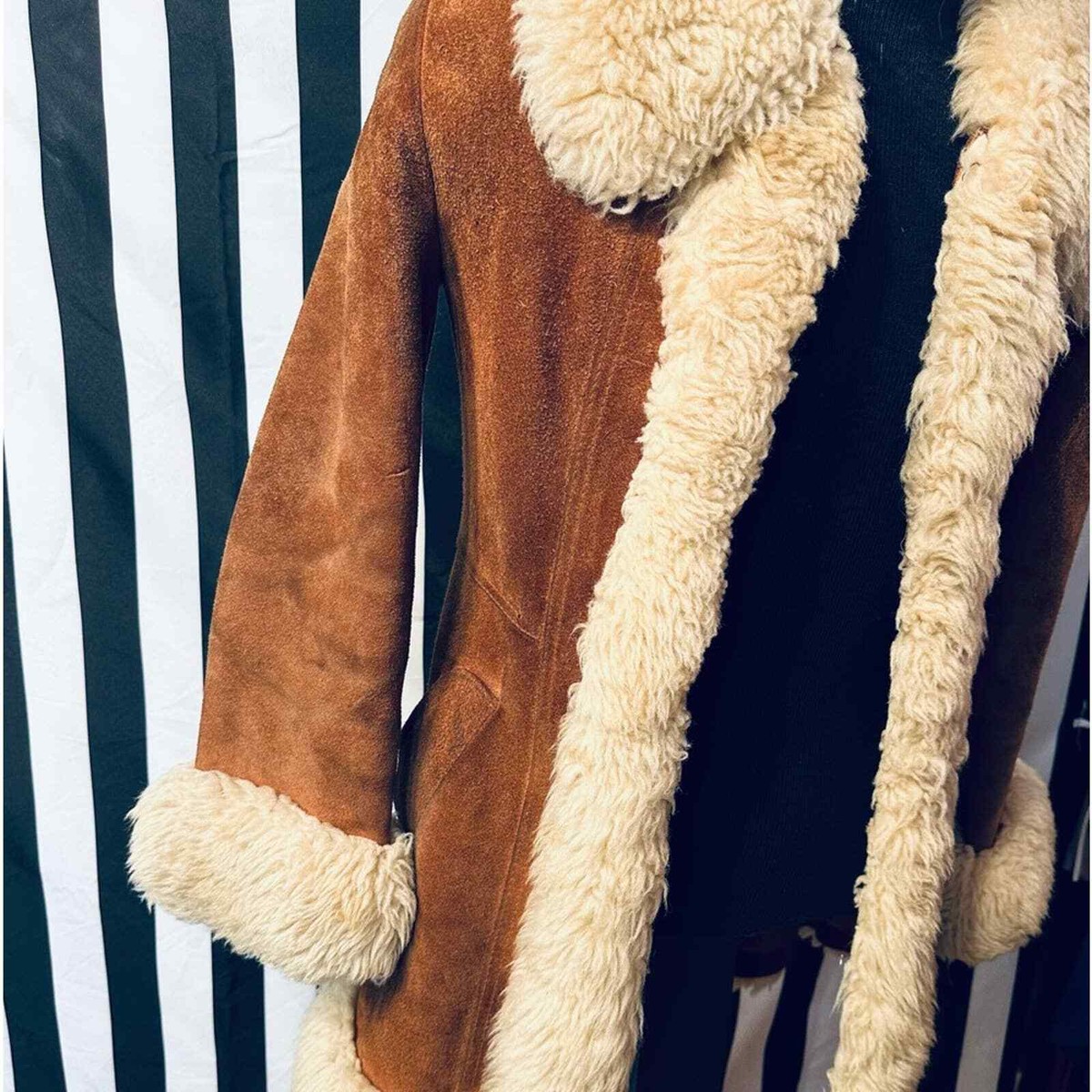 Vintage 70s Genuine Suede Leather Shearling Penny Lane Coat