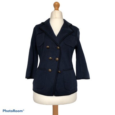 Jaeger Blazer Navy Blue Jacket Cotton 