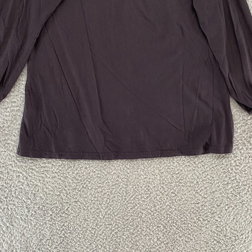 Garnet Hill Top Womens Small Henley Emboridered Floral Flowy Modal Eggplant - Picture 9 of 11