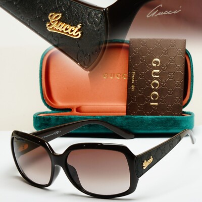 Gucci Sunglasses 2009 Vintage Leather Brown Black Square GG 3622/F