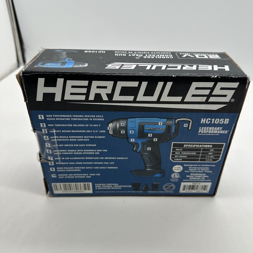 Hercules HC105B, 20V Cordless Compact Heat Gun, Tool Only eBay