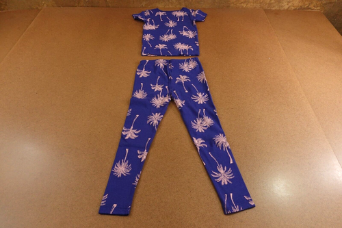 Carters Toddler Girl 5T Snug Blue Pink Palm Tree Cotton 2 Piece Pajama Set New - Picture 3 of 4
