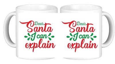 Weihnachten erklären Santa Keramik Kaffeetasse und Untersetzer in einer bruchsicheren Box