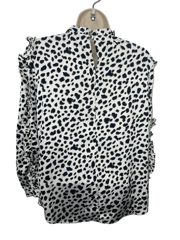 J экипажа женщин маленький оборкой рукав Топ в леопард атласная замочная скважина назад - Изображение 3 из 4