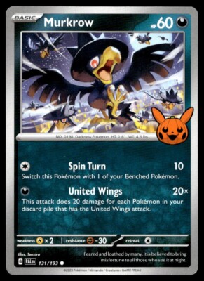 Murkrow 131/193 Pokemon Card Trick or Trade 2023 Common 60 HP Near Mint E1