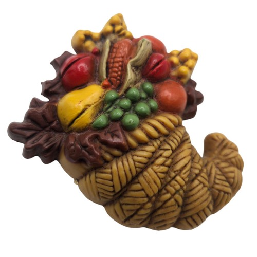 Harvest Cornucopia Pin Vintage Hallmark Fall Thanksgiving Fruits Vegetables
