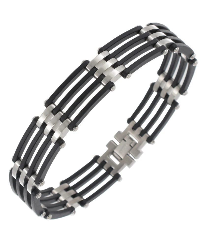 Pulsera Rochet Hombre Mag Acier Acero Inoxidable Negro Carbono Compuesto 8 7/8" Foto 2 de 4