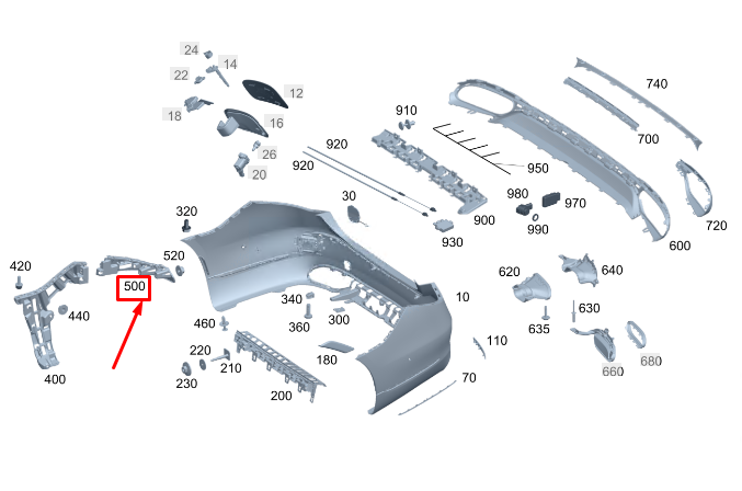 Neu MERCEDES-BENZ S W223 Stoßstangen-Seitenhalterung hinten rechts A2238806000