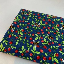 Bumble Bee & Strawberry Print fabric by Rose & Hubble 100% Cotton poplin CP0867