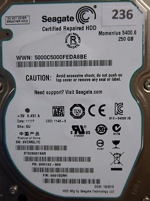 250GB Seagate ST9250315AS | P/N: 9HH132-500 | FW: 001SDM1 | 100536286 RevE #236