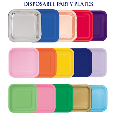7'' & 9'' Einweg Quadratisch Papier Party Teller Solide für Geschirr Catering Veranstaltungen